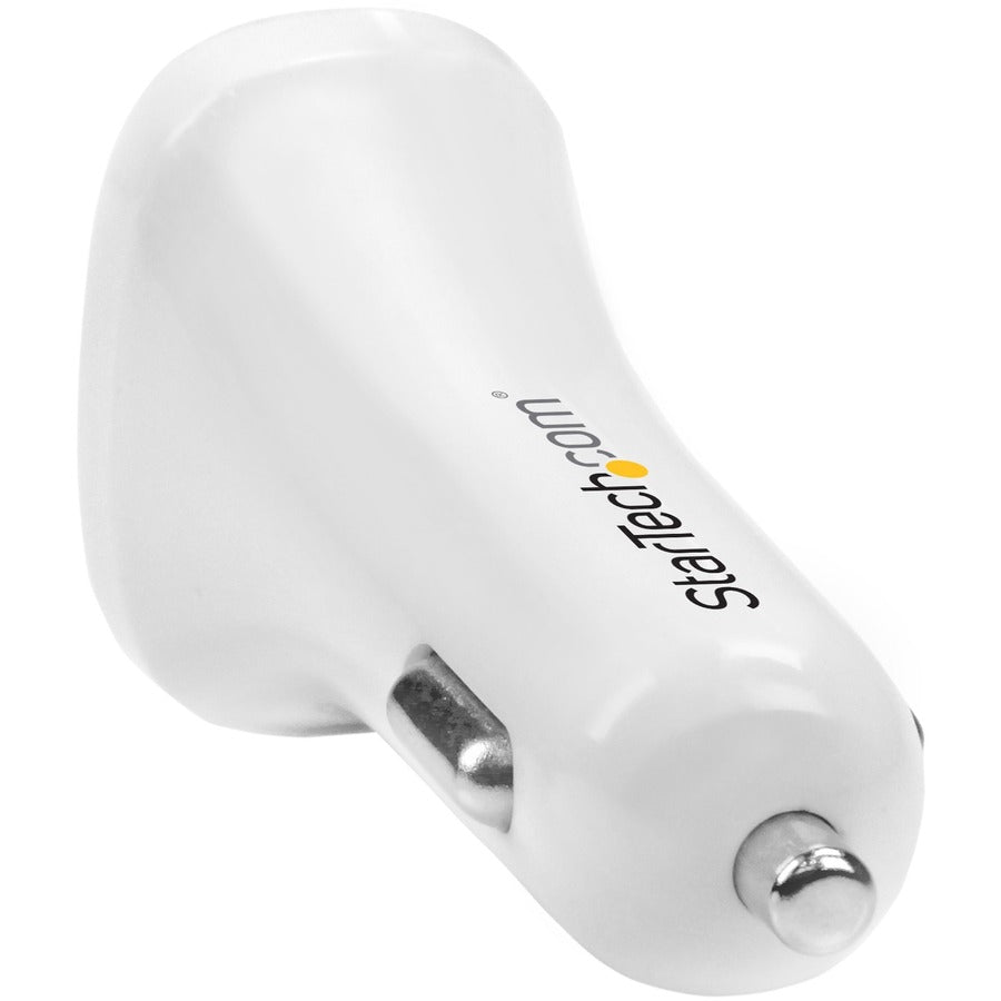 Star Tech.com Dual Port USB Car Charger - White - High Power 24W/4.8A - 2 port USB Car Charger - Charge two tablets at once