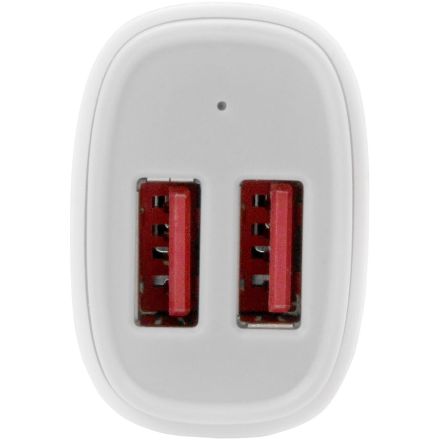 Star Tech.com Dual Port USB Car Charger - White - High Power 24W/4.8A - 2 port USB Car Charger - Charge two tablets at once