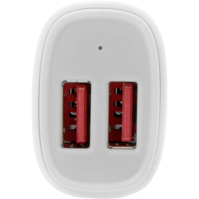 Star Tech.com Dual Port USB Car Charger - White - High Power 24W/4.8A - 2 port USB Car Charger - Charge two tablets at once