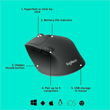 Logitech M720 Triathlon Multi-Device Wireless Mouse, Bluetooth, USB Unifying Receiver, 1000 DPI, 8 Buttons, 2-Year Battery, Compatible with Laptop, PC, Mac, iPadOS - Black
