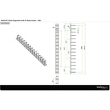 StarTech.com Vertical Cable Organizer with D-Ring Hooks - Vertical Cable Management Panel - 40U - 6 ft.