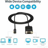 StarTech.com 6ft/2m USB C to VGA Cable - 1920x1200/1080p USB Type C DP Alt Mode to VGA Video Monitor Adapter Cable -Works w/ Thunderbolt 3