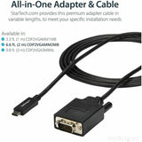StarTech.com 6ft/2m USB C to VGA Cable - 1920x1200/1080p USB Type C DP Alt Mode to VGA Video Monitor Adapter Cable -Works w/ Thunderbolt 3
