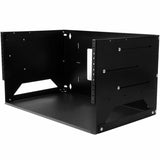 StarTech.com 2-Post 4U Open Frame Wall Mount Network Rack with Built-in Shelf and Adjustable Depth, Computer Rack for IT Equipment, TAA~
