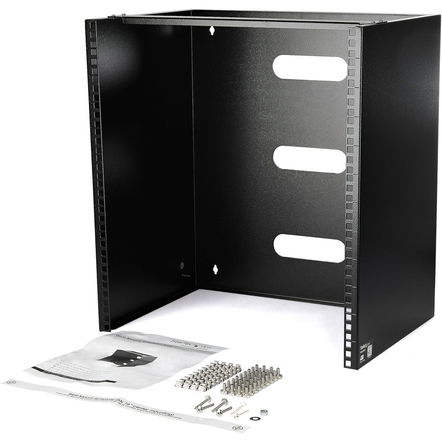 StarTech.com 12U Wall Mount Rack, 14in Deep, 19 inch Wall Mount Network Rack, Wall Mounting Patch Panel Bracket for Switch/IT Equipment