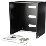 StarTech.com 12U Wall Mount Rack, 14in Deep, 19 inch Wall Mount Network Rack, Wall Mounting Patch Panel Bracket for Switch/IT Equipment