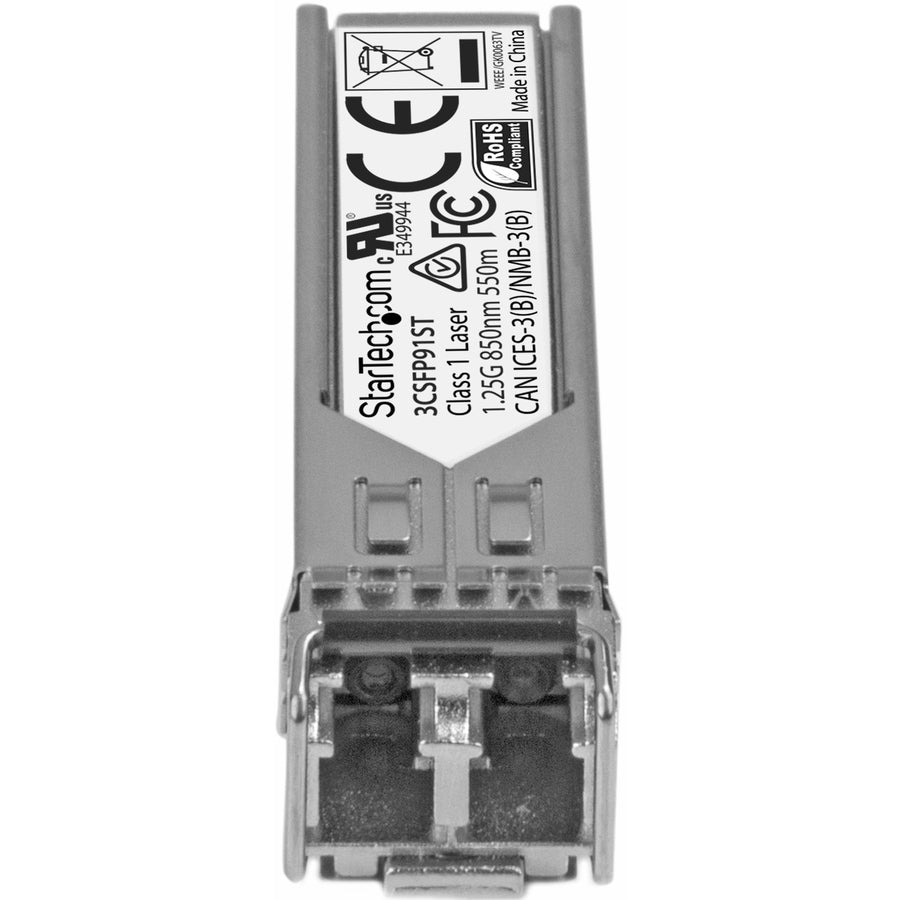 StarTech.com HPE 3CSFP91 Compatible SFP Module - 1000BASE-SX - 1GE Gigabit Ethernet SFP 1GbE Multi Mode Fiber Optic Transceiver - 550m DDM
