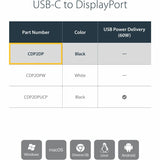 StarTech.com USB C to DisplayPort Adapter 4K 60Hz - USB Type-C to DP 1.4 Monitor Video Converter (DP Alt Mode) - Thunderbolt 3 Compatible