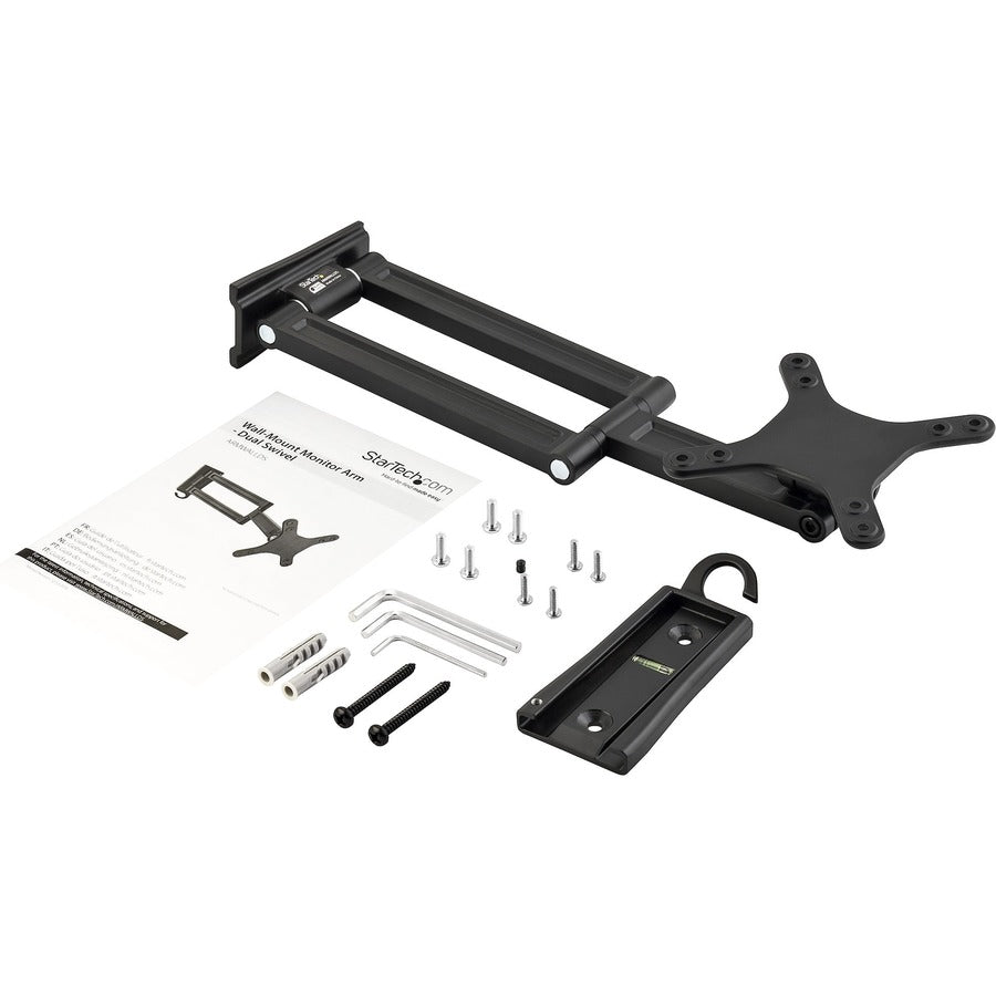 StarTech.com Wall Mount Monitor Arm, Dual Swivel, Supports 13'' to 34" (33.1lb/15kg) Monitors, VESA Mount, TV Wall Mount, TV Mount 
