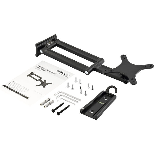 StarTech.com Wall Mount Monitor Arm, Dual Swivel, Supports 13'' to 34" (33.1lb/15kg) Monitors, VESA Mount, TV Wall Mount, TV Mount 
