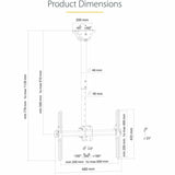 StarTech.com TV Ceiling Mount, Full-Motion Hanging Single Screen Vesa Mount for 32"-75" TVs / Displays - Height Adjustable Telescopic Pole