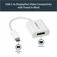StarTech.com USB C to DisplayPort Adapter 4K 60Hz - USB Type-C to DP 1.4 Monitor Video Converter (DP Alt Mode) - TB3 Compatible - White