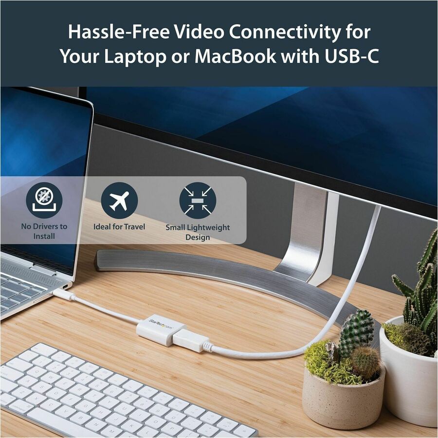 StarTech.com USB C to DisplayPort Adapter 4K 60Hz - USB Type-C to DP 1.4 Monitor Video Converter (DP Alt Mode) - TB3 Compatible - White