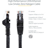 StarTech.com 125ft CAT6 Ethernet Cable - Black Snagless Gigabit - 100W PoE UTP 650MHz Category 6 Patch Cord UL Certified Wiring/TIA