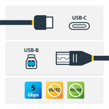 Câble d'imprimante StarTech.com USB C vers USB B 2 m (6 pi) - M/M - USB 3.0 (5 Gbit/s) - Câble USB B - Câble USB C vers USB B - Câble USB Type C vers Type B