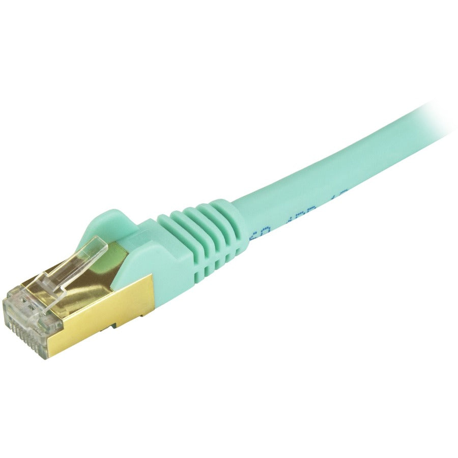 StarTech.com 35ft CAT6a Ethernet Cable - 10 Gigabit Category 6a Shielded Snagless 100W PoE Patch Cord - 10GbE Aqua UL Certified Wiring/TIA