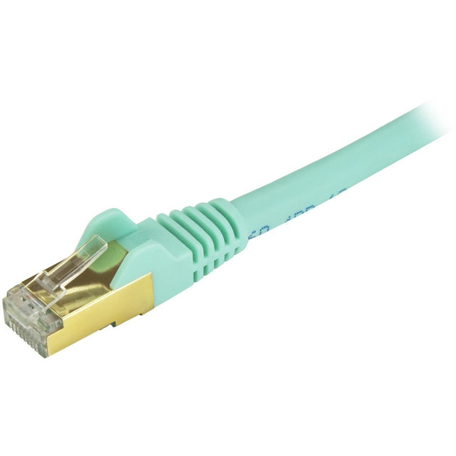 StarTech.com 35ft CAT6a Ethernet Cable - 10 Gigabit Category 6a Shielded Snagless 100W PoE Patch Cord - 10GbE Aqua UL Certified Wiring/TIA