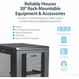 StarTech.com 4-Post 18U Server Rack Cabinet, 19" Data Rack Cabinet for Computer / IT Equipment, Home Network Rack, Half Height Server Rack