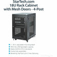 StarTech.com 4-Post 18U Server Rack Cabinet, 19" Data Rack Cabinet for Computer / IT Equipment, Home Network Rack, Half Height Server Rack