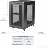 StarTech.com 4-Post 18U Server Rack Cabinet, 19" Data Rack Cabinet for Computer / IT Equipment, Home Network Rack, Half Height Server Rack