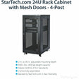 StarTech.com 4-Post 24U Server Rack Cabinet, 19" Data Rack Cabinet for Computer / IT Equipment, Home Network Rack, Half Height Server Rack
