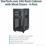 StarTech.com 4-Post 24U Server Rack Cabinet, 19" Data Rack Cabinet for Computer / IT Equipment, Home Network Rack, Half Height Server Rack
