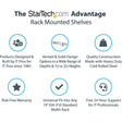 StarTech.com 1U Vented Server Rack Cabinet Shelf - Fixed 7in Deep Cantilever Rackmount Tray for 19" Data/AV/Network Enclosure w/Cage Nuts