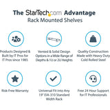 Étagère pour rack serveur 1U StarTech.com - Plateau de montage en rack cantilever fixe de 25,4 cm de profondeur pour boîtier de données/audiovisuel/réseau de 48,3 cm (19 pouces) avec écrous cage et vis