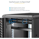 Étagère pour rack serveur 1U StarTech.com - Plateau de montage en rack cantilever fixe de 25,4 cm de profondeur pour boîtier de données/audiovisuel/réseau de 48,3 cm (19 pouces) avec écrous cage et vis