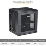 StarTech.com 12U 19" Wall Mount Network Cabinet - 16" Deep Hinged Locking Flexible IT Data Equipment Rack Vented Switch Enclosure w/Shelf