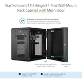 StarTech.com 12U 19" Wall Mount Network Cabinet - 16" Deep Hinged Locking Flexible IT Data Equipment Rack Vented Switch Enclosure w/Shelf