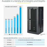 StarTech.com Armoire réseau murale 12U 48 cm (19 po) - 61 cm (24 po) de profondeur, à charnières et ventilée, rack d'équipement informatique flexible verrouillable avec étagère