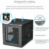 StarTech.com Armoire réseau murale 12U 48 cm (19 po) - 61 cm (24 po) de profondeur, à charnières et ventilée, rack d'équipement informatique flexible verrouillable avec étagère