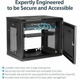 StarTech.com 2-Post 9U Wall Mount Network Cabinet, 19" Wall-Mounted Server Rack for Data / IT Equipment, Small Lockable Rack Enclosure