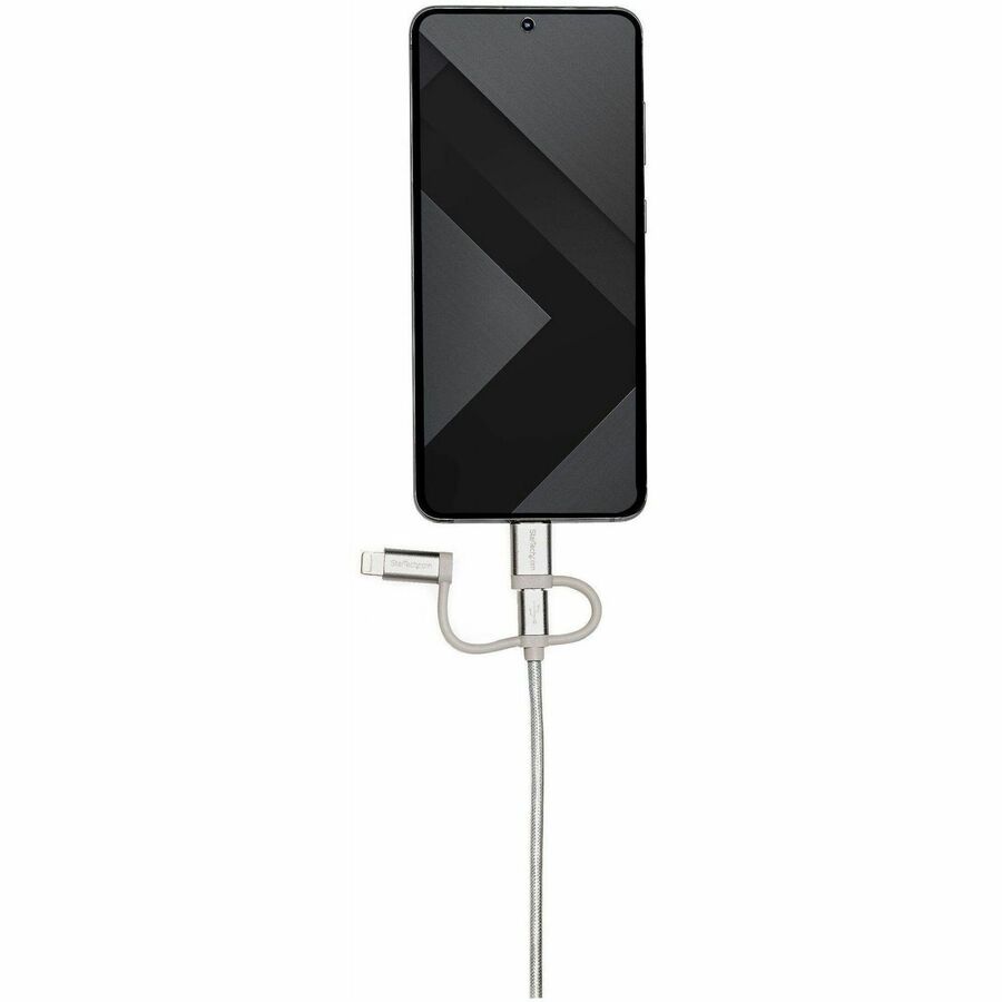 StarTech.com 1m USB Multi Charging Cable - Braided - Apple MFi Certified - USB 2.0 - Charge 1x device at a time - For USB-C or Lightning devices attach the corresponding connector of the cable to the Micro-USB connector and plug into your device - For Mic
