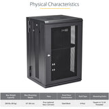 StarTech.com 18U 19" Wall Mount Network Cabinet - 16" Deep Hinged Locking Flexible IT Data Equipment Rack Vented Switch Enclosure w/Shelf