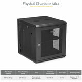Armoire réseau murale StarTech.com 12U 48 cm (19 po) - Boîtier informatique verrouillable à charnières de 50 cm (20 po) de profondeur - Rack ventilé flexible avec étagère - Profondeur commutateur