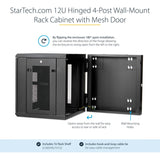 Armoire réseau murale StarTech.com 12U 48 cm (19 po) - Boîtier informatique verrouillable à charnières de 50 cm (20 po) de profondeur - Rack ventilé flexible avec étagère - Profondeur commutateur