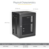 StarTech.com 15U 19" Wall Mount Network Cabinet - 16" Deep Hinged Locking Flexible IT Data Equipment Rack Vented Switch Enclosure w/Shelf