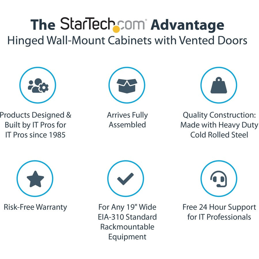 StarTech.com 15U 19" Wall Mount Network Cabinet - 16" Deep Hinged Locking Flexible IT Data Equipment Rack Vented Switch Enclosure w/Shelf