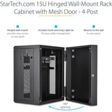 StarTech.com 15U 19" Wall Mount Network Cabinet - 16" Deep Hinged Locking Flexible IT Data Equipment Rack Vented Switch Enclosure w/Shelf