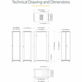 StarTech.com Baie serveur 42U à 4 montants, 48 cm (19 po) pour montage d'ordinateurs et d'équipements informatiques, avec roulettes