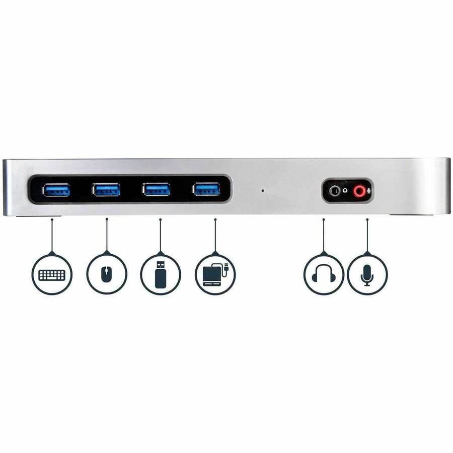StarTech.com USB-C & USB-A Dock, Dual Monitor 4K 60Hz Dock DisplayPort/HDMI, Hybrid USB 3.0 Laptop Docking Station, 6x USB-A, mac/Windows