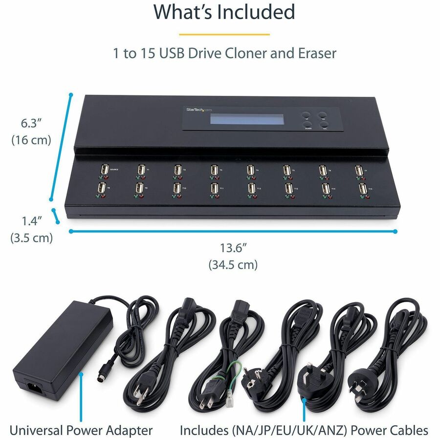 StarTech.com 1:15 Standalone USB Duplicator and Eraser - for USB Flash Drives - Flash Drive Duplicator - USB Copier - USB Thumb Drive Duplicator