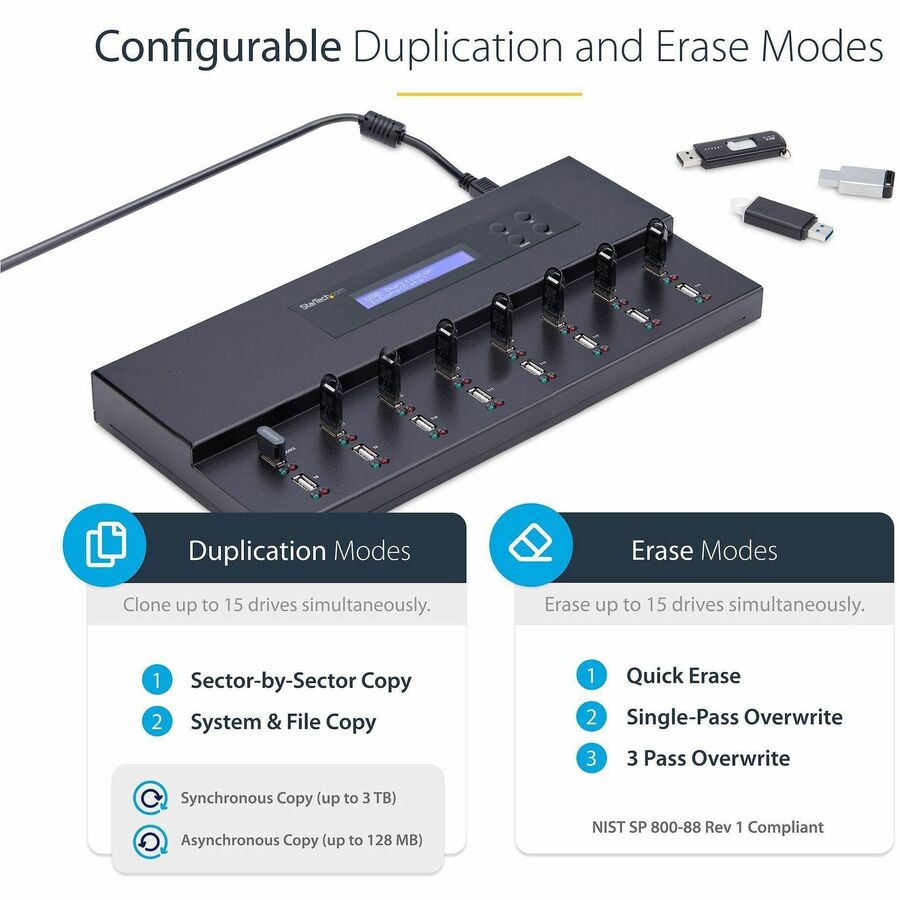 StarTech.com 1:15 Standalone USB Duplicator and Eraser - for USB Flash Drives - Flash Drive Duplicator - USB Copier - USB Thumb Drive Duplicator