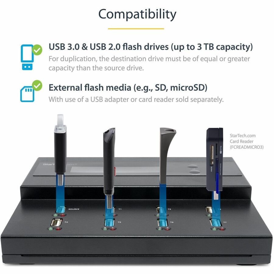 StarTech.com 1:7 Standalone USB Duplicator and Eraser - for USB Flash Drives - Flash Drive Duplicator - USB Copier - USB Thumb Drive Duplicator