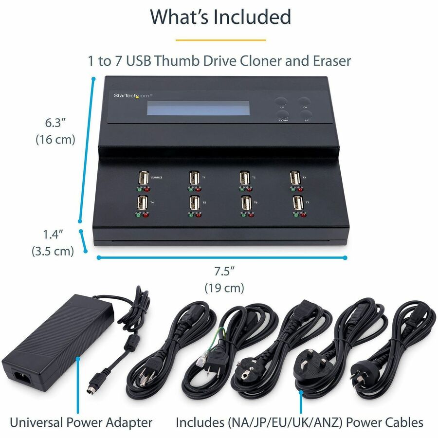 StarTech.com 1:7 Standalone USB Duplicator and Eraser - for USB Flash Drives - Flash Drive Duplicator - USB Copier - USB Thumb Drive Duplicator