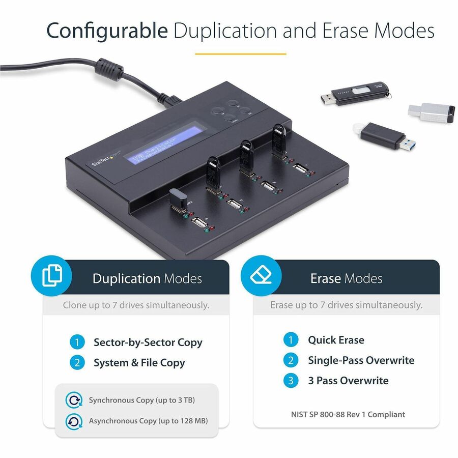 StarTech.com 1:7 Standalone USB Duplicator and Eraser - for USB Flash Drives - Flash Drive Duplicator - USB Copier - USB Thumb Drive Duplicator