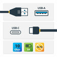 StarTech.com 0.5 m USB to USB C Cable - M/M - USB 3.1 (10Gbps) - USB A to USB C Cable - USB 3.1 Type C Cable 