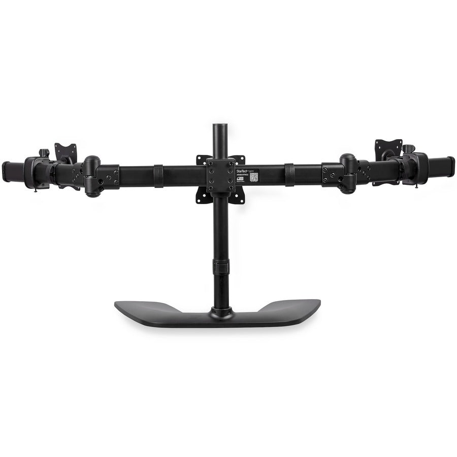 StarTech.com Triple Monitor Stand, Crossbar, Steel &amp; Aluminum, For VESA Mount Monitors up to 27"(17.6lb/8kg), Monitor Stand, 3 Monitor Arm